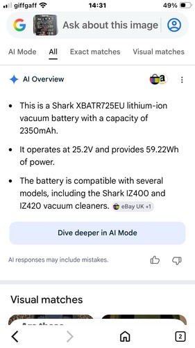 Shark xbatr725eu battery - shark,